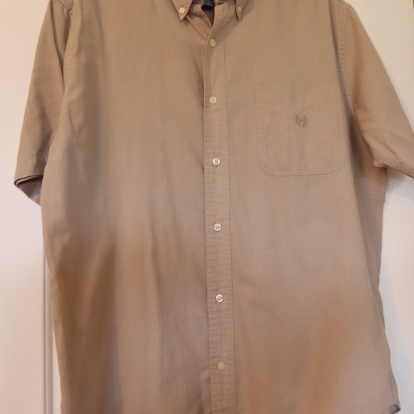 Chaps Easy Care  Large Tan Short Sleeve Button Down Casual - Picture 6 of 8